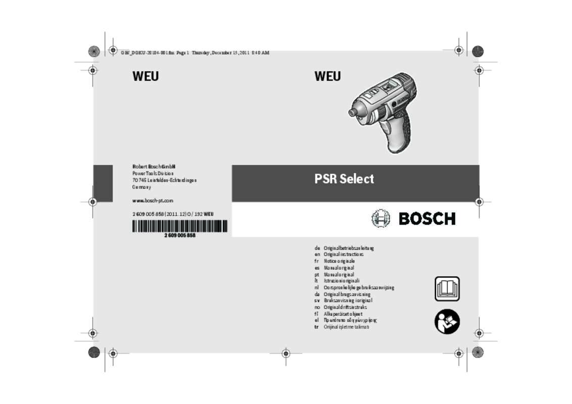 Guide utilisation BOSCH PSR SELECT  de la marque BOSCH