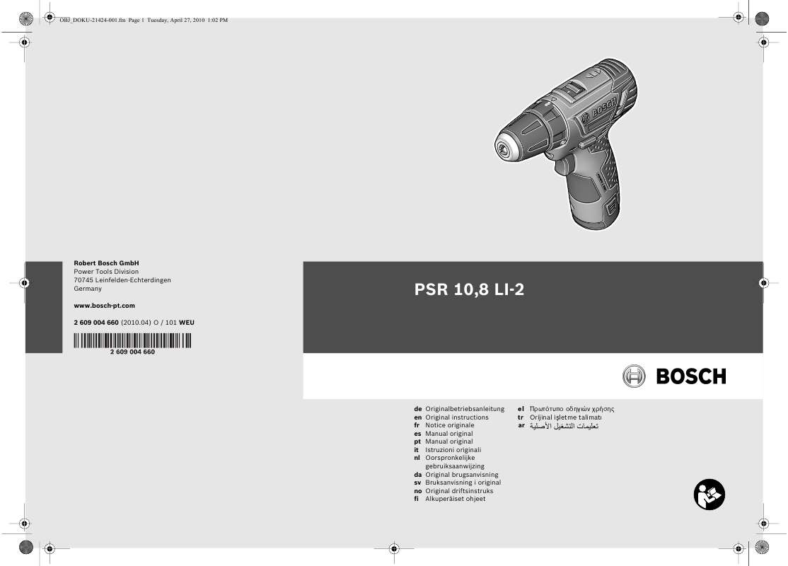 Guide utilisation BOSCH PSR10,8 V LI-2  de la marque BOSCH