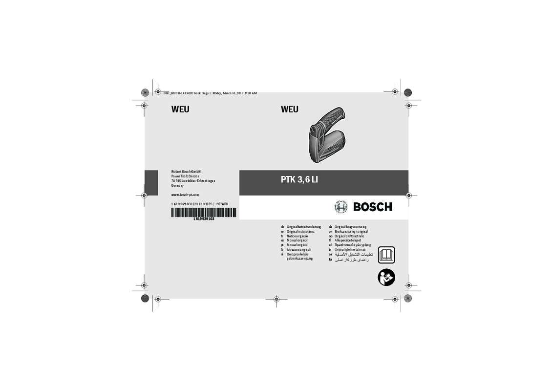 Guide utilisation BOSCH PTK 3.6 LI  de la marque BOSCH