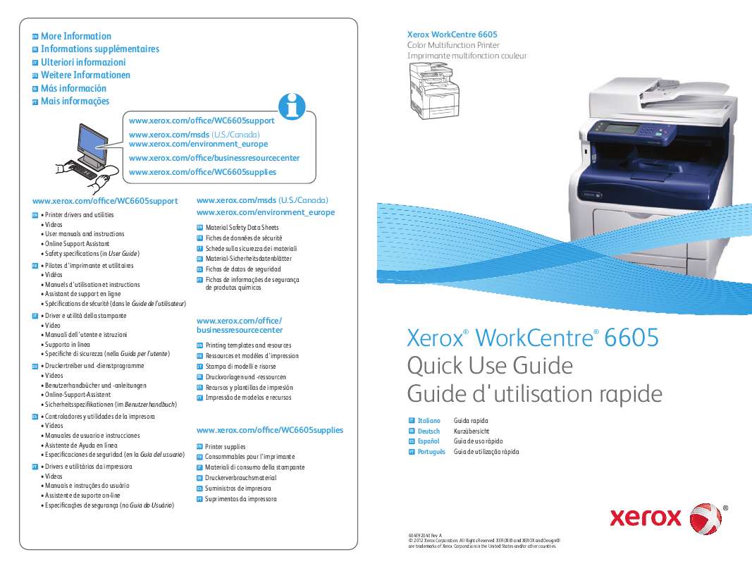 Guide utilisation  XEROX WORKCENTRE 6605  de la marque XEROX