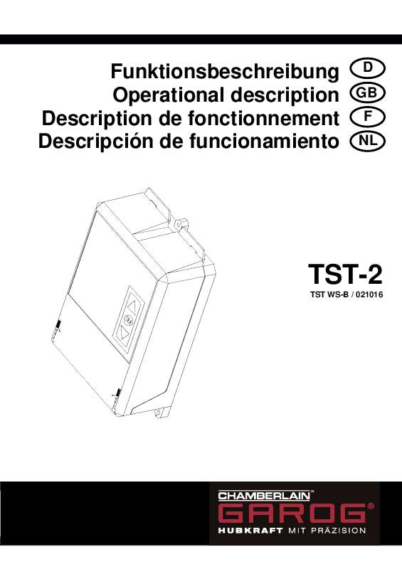 Guide utilisation  CHAMBERLAIN TST-2  de la marque CHAMBERLAIN