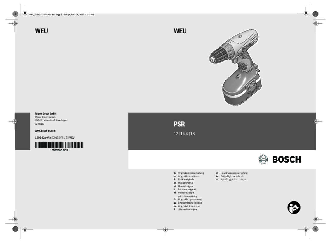 Guide utilisation BOSCH PSR 14.4V  de la marque BOSCH