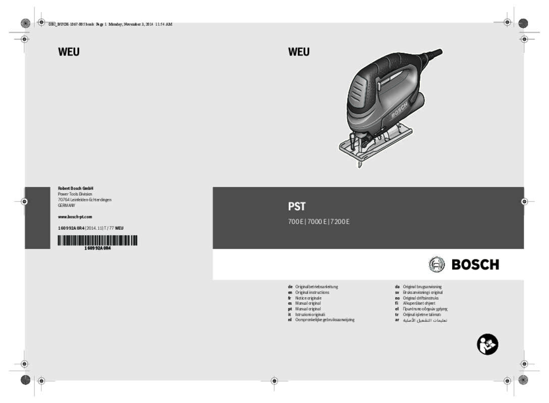 Guide utilisation BOSCH PST7200E  de la marque BOSCH