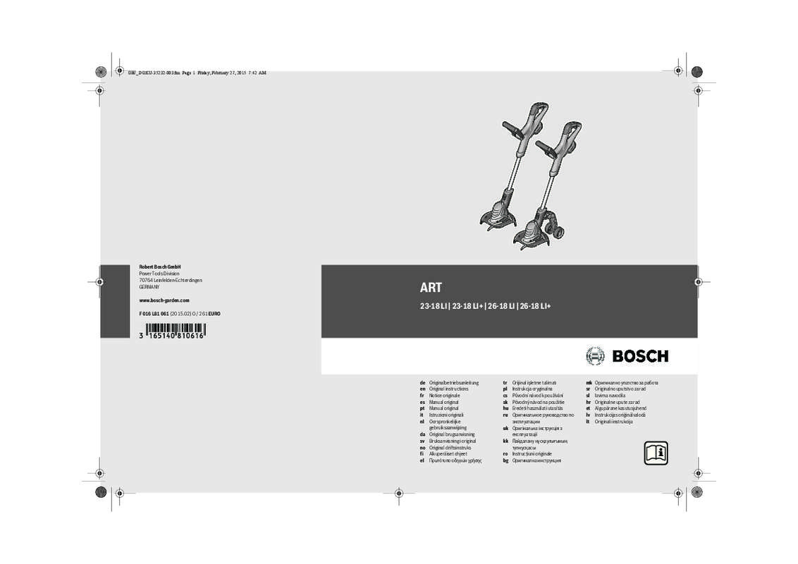 Guide utilisation BOSCH ART 23-18  de la marque BOSCH