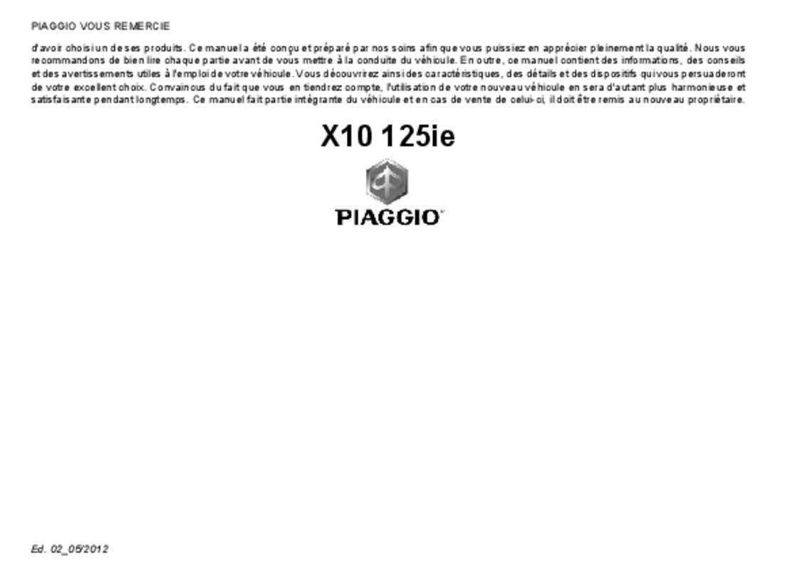 Guide utilisation PIAGGIO X10  de la marque PIAGGIO