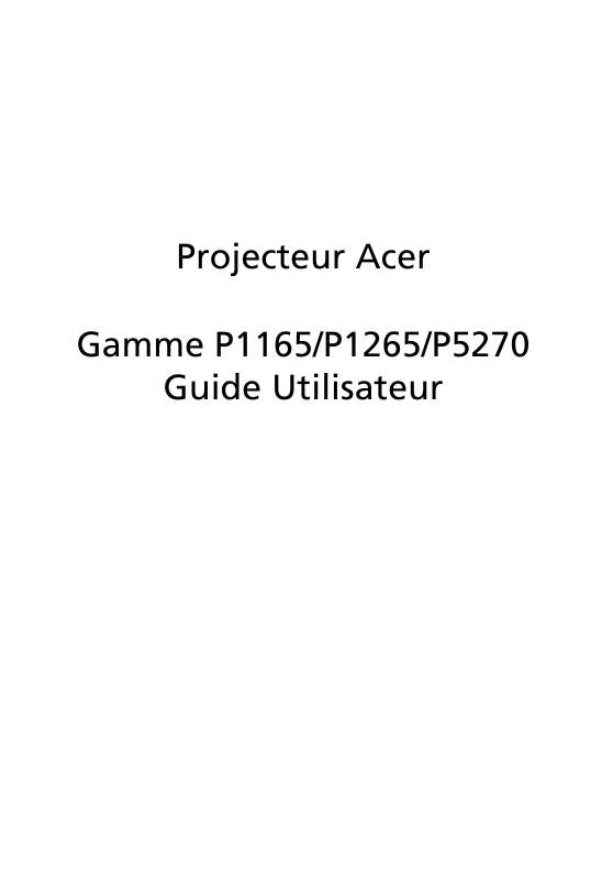 Guide utilisation ACER P1165  de la marque ACER