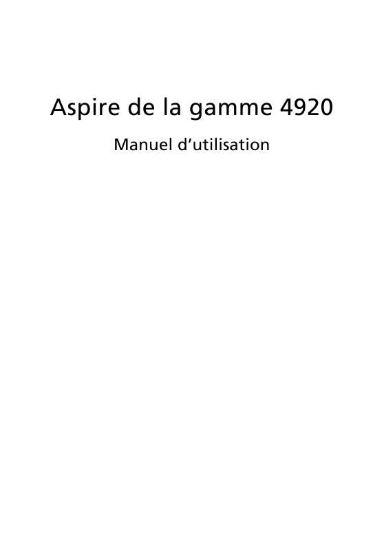 Guide utilisation ACER ASPIRE 4920  de la marque ACER