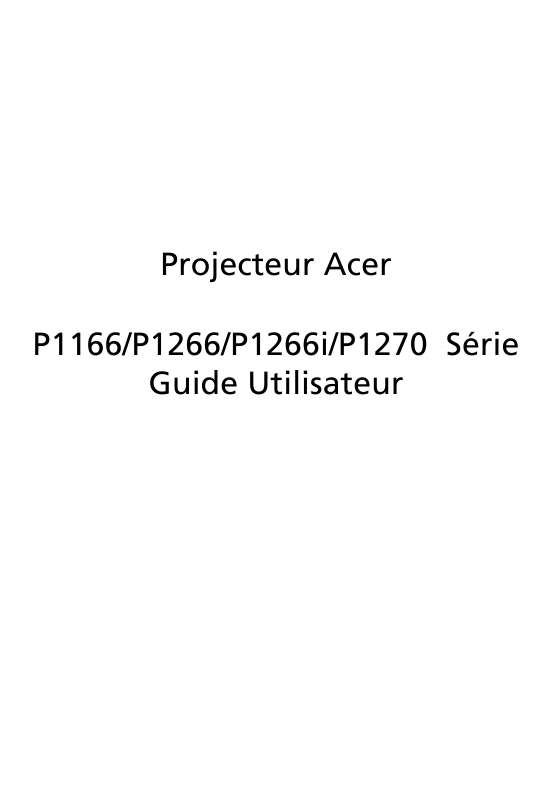 Guide utilisation ACER P1266  de la marque ACER