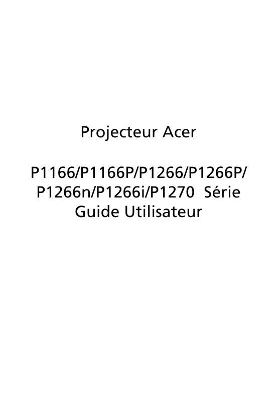 Guide utilisation  ACER P1266N  de la marque ACER