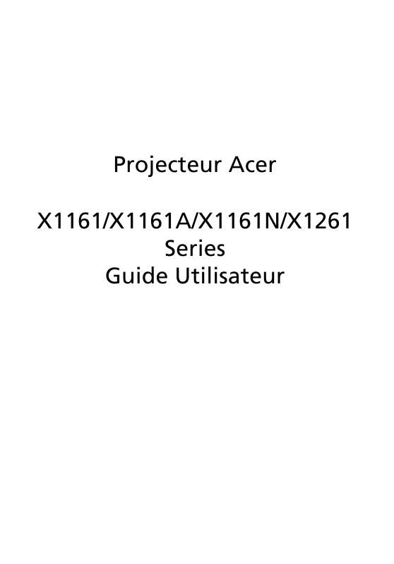 Guide utilisation ACER X1161  de la marque ACER