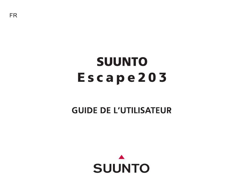 Guide utilisation SUUNTO ESCAPE 203  de la marque SUUNTO