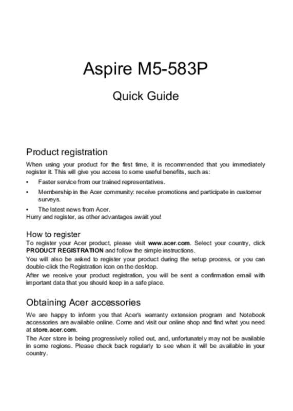 Guide utilisation ACER ASPIRE M5-583P  de la marque ACER