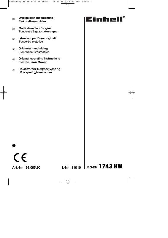 Guide utilisation  EINHELL BG-EM 1743 HW  de la marque EINHELL