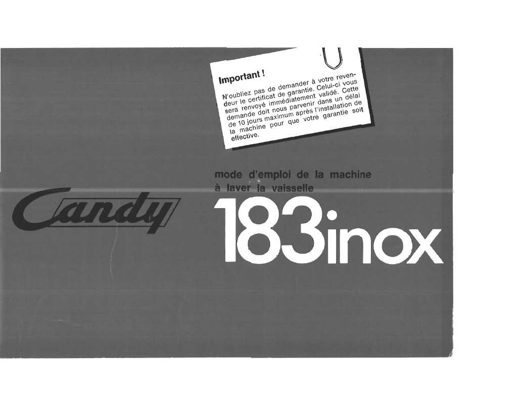 Guide utilisation  CANDY 183 INOX  de la marque CANDY