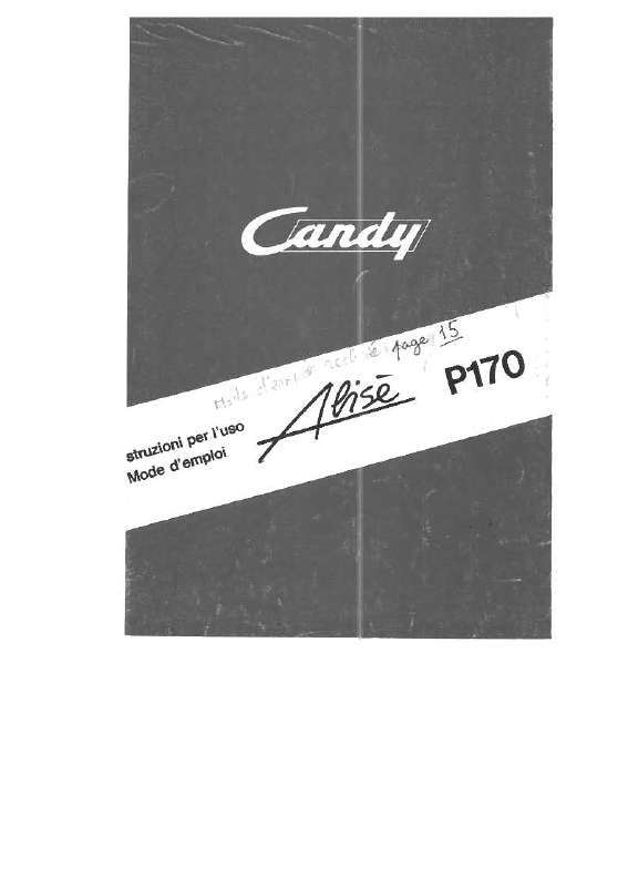 Guide utilisation  CANDY ALISE P170  de la marque CANDY