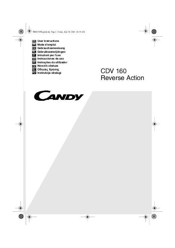 Guide utilisation  CANDY CDV 160  de la marque CANDY