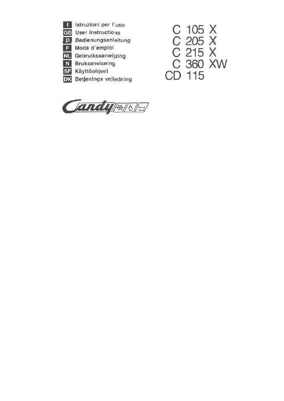 Guide utilisation  CANDY C105X  de la marque CANDY