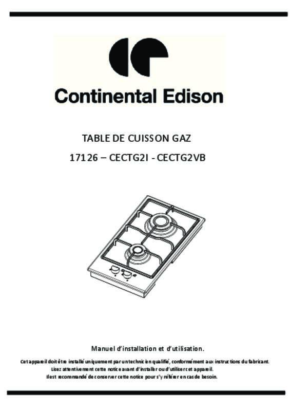 Guide utilisation CONTINENTAL EDISON CECTG2I  de la marque CONTINENTAL EDISON