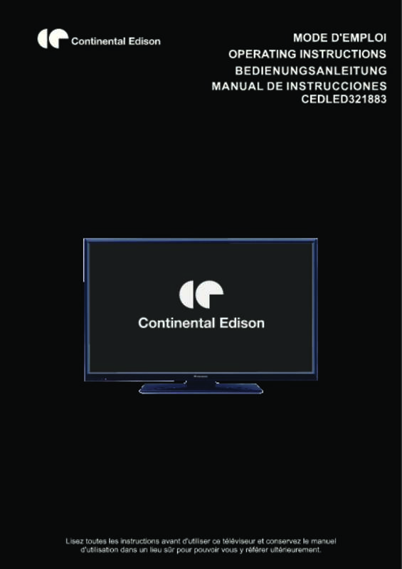 Guide utilisation CONTINENTAL EDISON CEDLED321883  de la marque CONTINENTAL EDISON