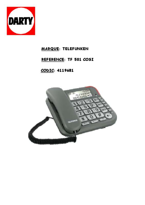 Guide utilisation TELEFUNKEN COSI TF501  de la marque TELEFUNKEN