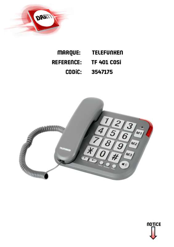 Guide utilisation TELEFUNKEN TF401 SOLO  de la marque TELEFUNKEN