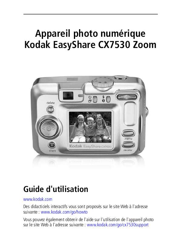 Guide utilisation KODAK EASYSHARE CX7530  de la marque KODAK