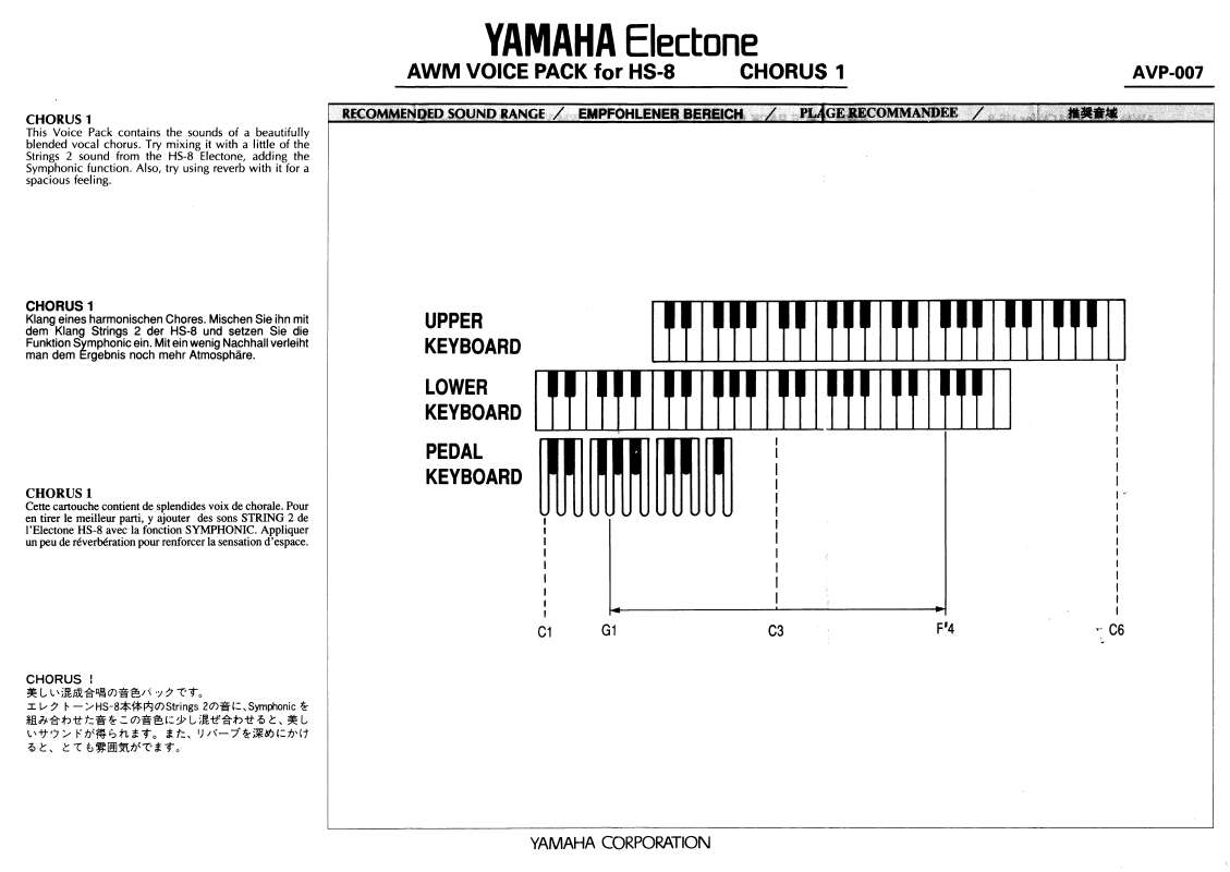 Guide utilisation  YAMAHA AVP007  de la marque YAMAHA