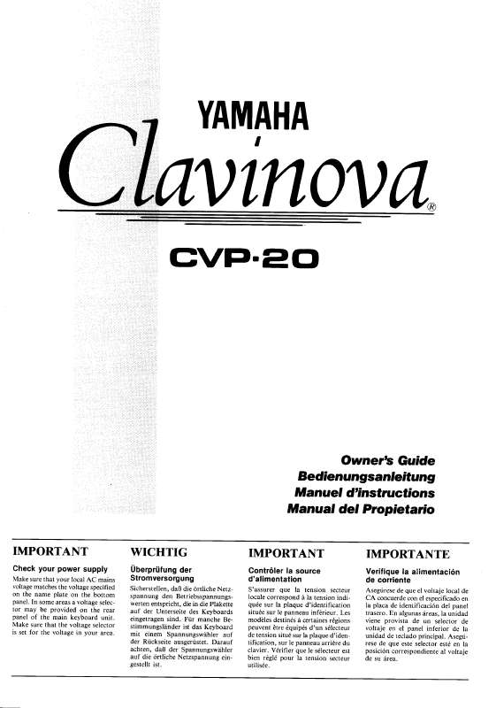 Guide utilisation YAMAHA CVP-20  de la marque YAMAHA