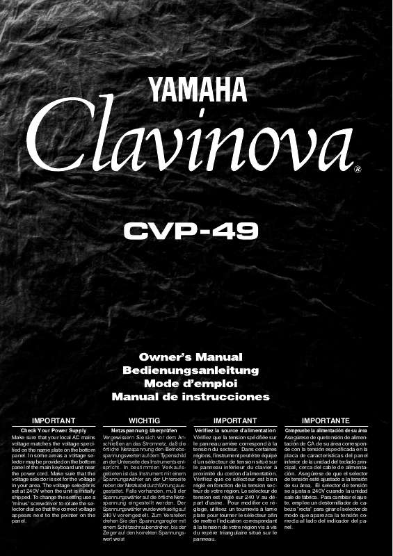 Guide utilisation YAMAHA CVP-49  de la marque YAMAHA