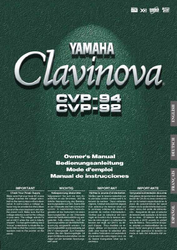 Guide utilisation YAMAHA CVP-94  de la marque YAMAHA