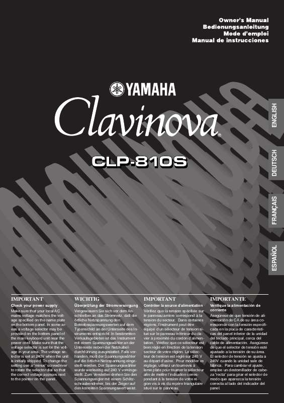 Guide utilisation YAMAHA CLP-810S  de la marque YAMAHA