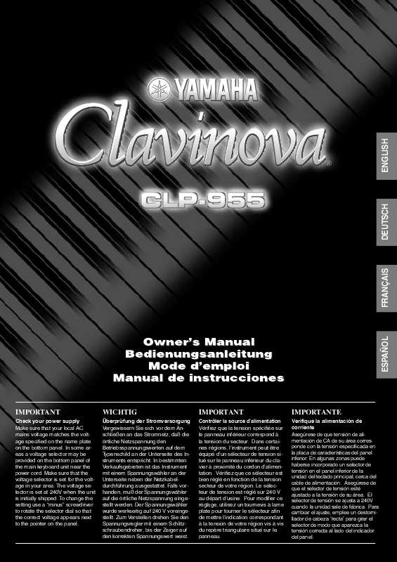 Guide utilisation YAMAHA CLP-955  de la marque YAMAHA