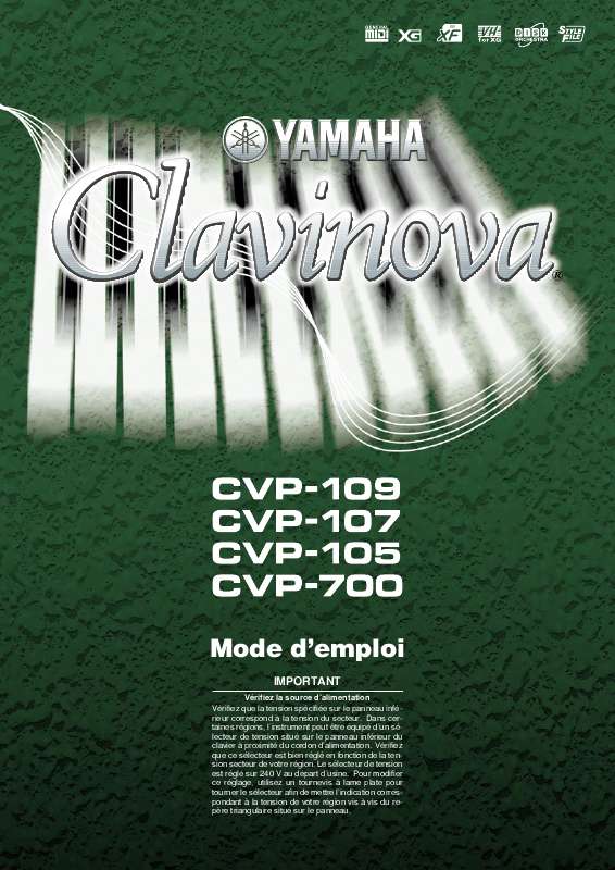 Guide utilisation YAMAHA CVP-109-107-105-700  de la marque YAMAHA
