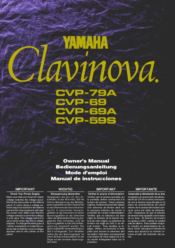 Guide utilisation YAMAHA CVP-79A-CVP-69-CVP-69A-CVP-59S  de la marque YAMAHA
