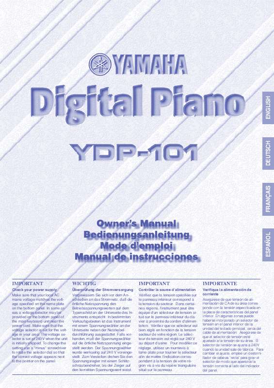 Guide utilisation  YAMAHA YDP-101  de la marque YAMAHA