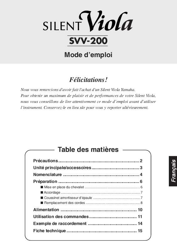 Guide utilisation  YAMAHA SVV-200  de la marque YAMAHA