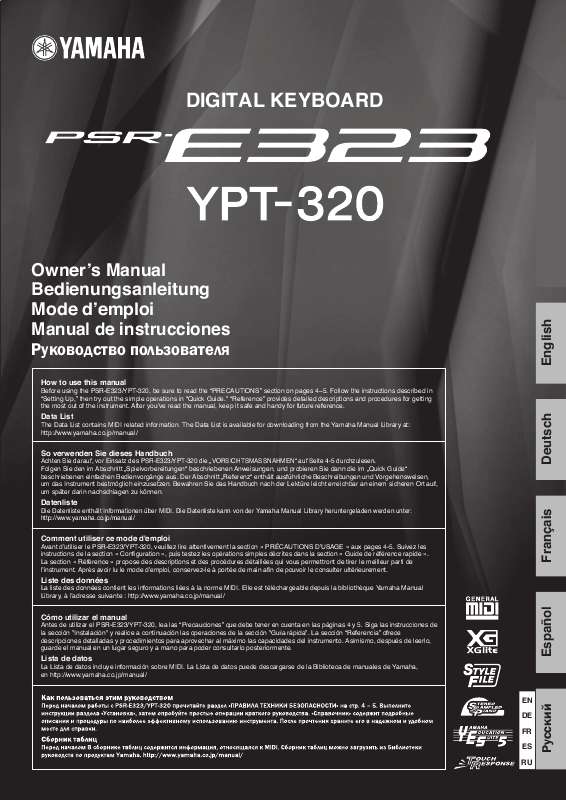 Guide utilisation YAMAHA PSR-E323  de la marque YAMAHA