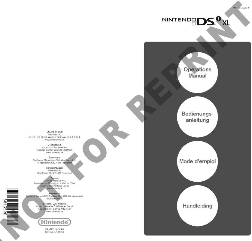 Guide utilisation NINTENDO DSI XL  de la marque NINTENDO