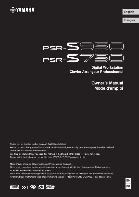 Guide utilisation YAMAHA PSR-S750  de la marque YAMAHA