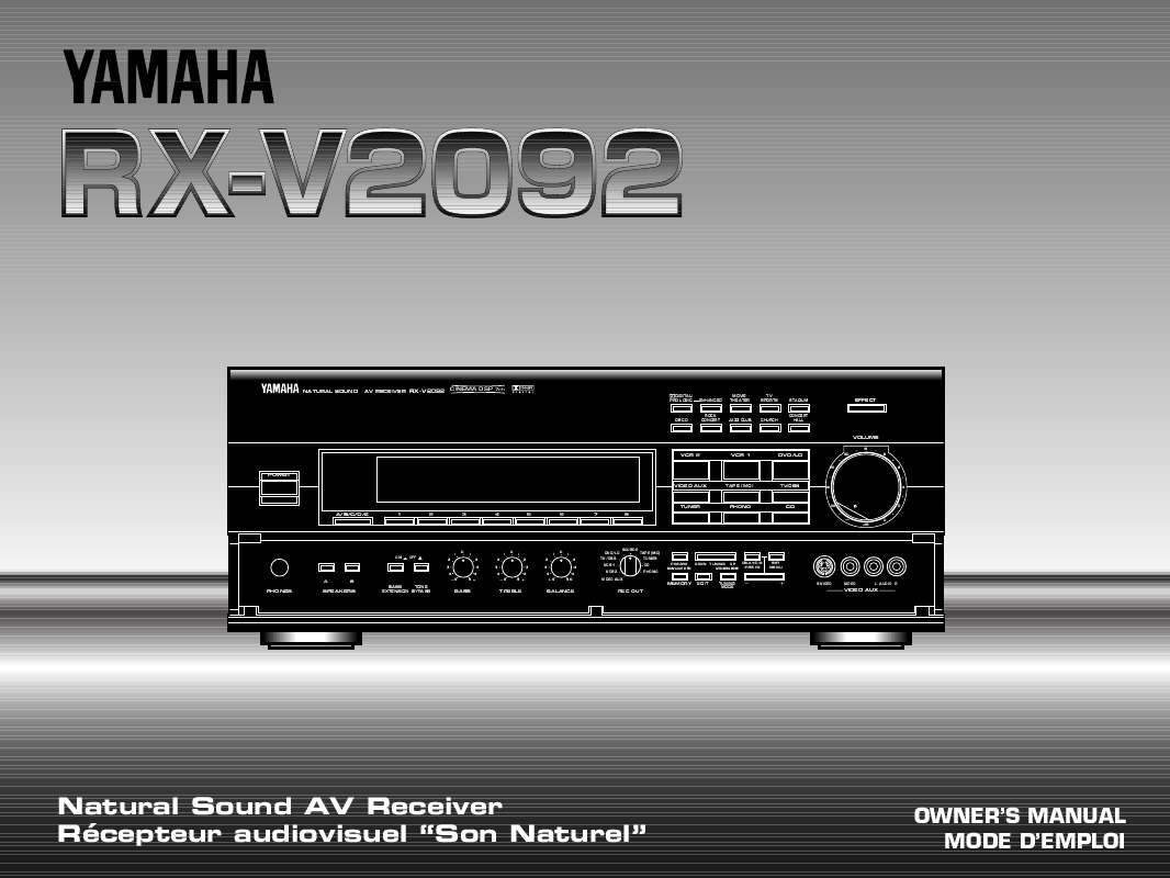 Guide utilisation YAMAHA RX-V2092  de la marque YAMAHA