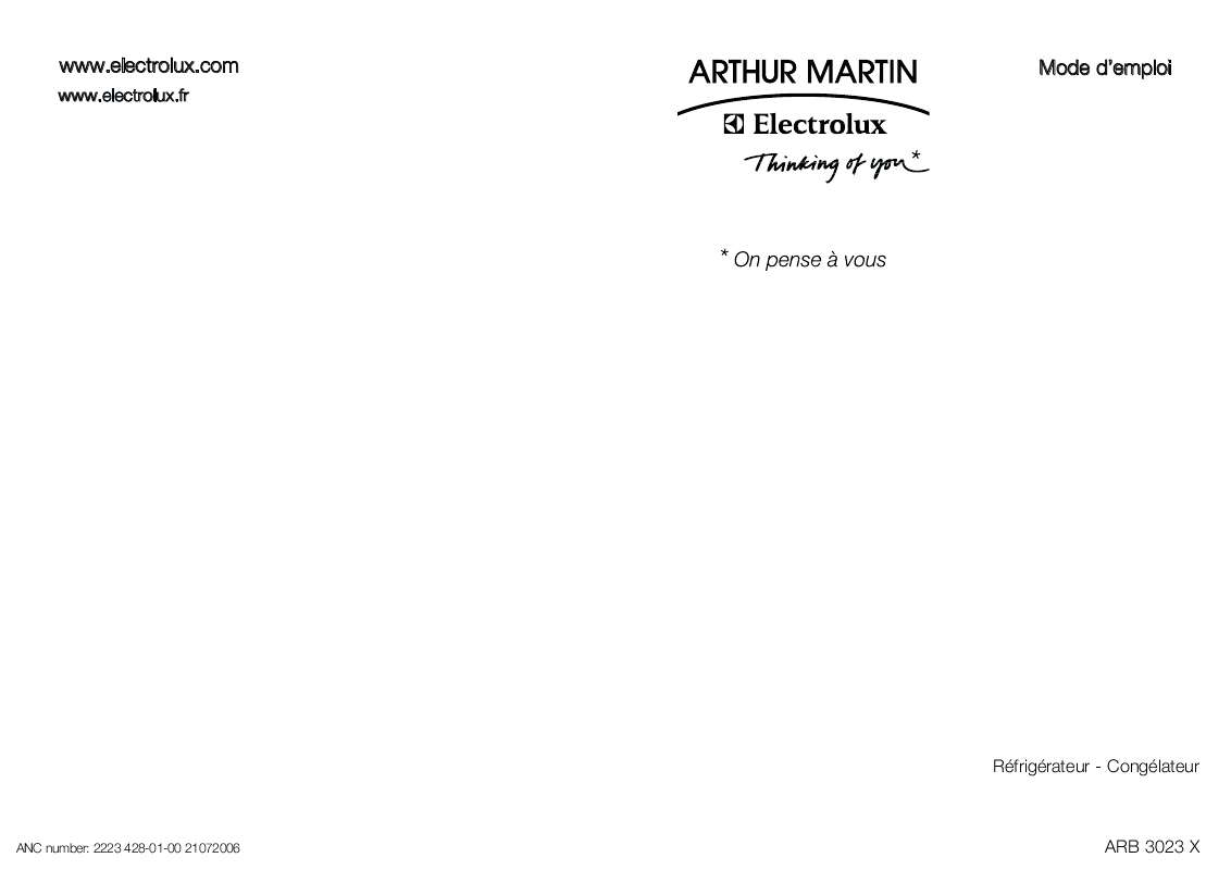 Guide utilisation ARTHUR MARTIN ARB3023X  de la marque ARTHUR MARTIN