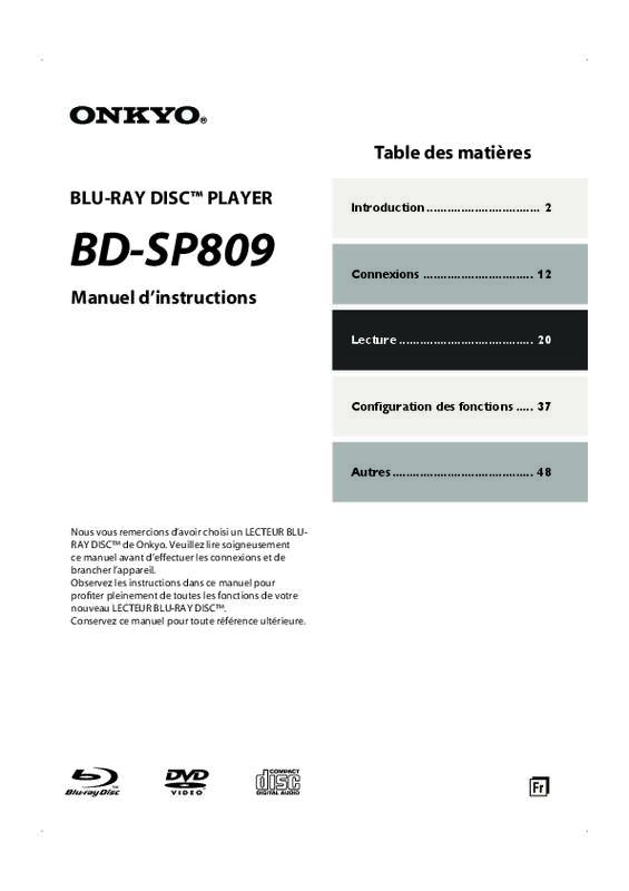 Guide utilisation ONKYO BD-SP809S  de la marque ONKYO
