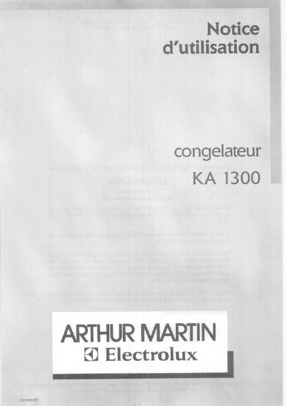 Guide utilisation ARTHUR MARTIN KA1300W-1 de la marque ARTHUR MARTIN