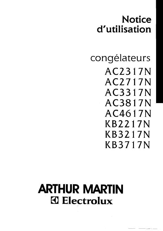 Guide utilisation ARTHUR MARTIN KB2217N de la marque ARTHUR MARTIN