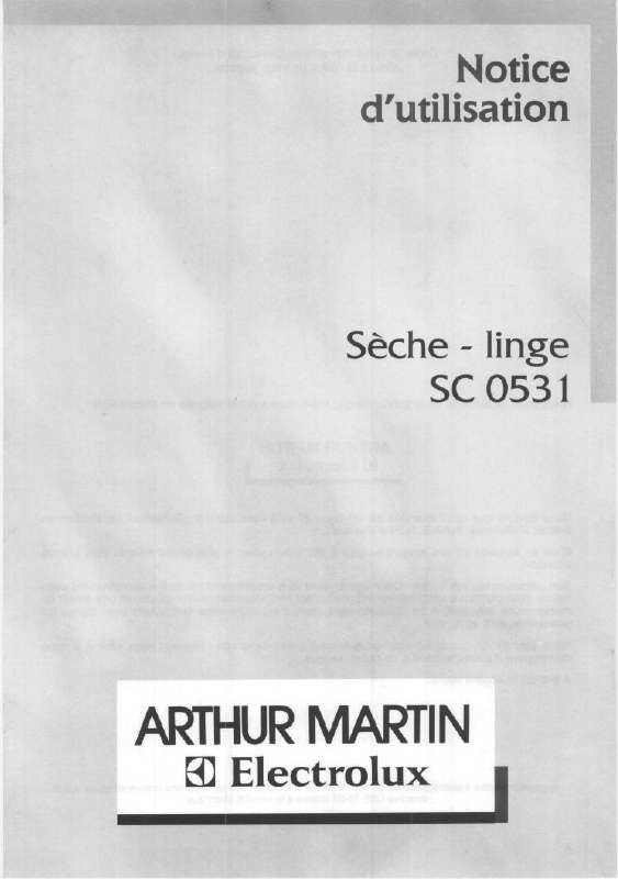 Guide utilisation ARTHUR MARTIN SC0531 de la marque ARTHUR MARTIN