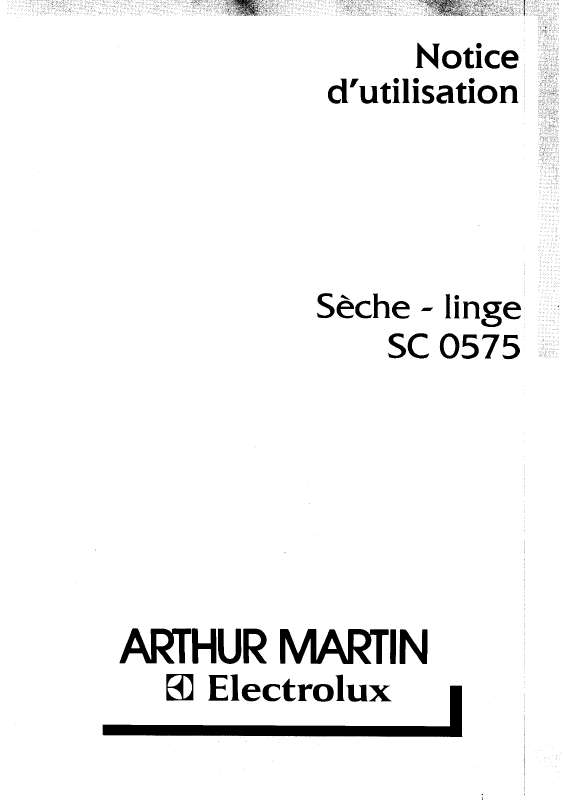 Guide utilisation ARTHUR MARTIN SC0575 de la marque ARTHUR MARTIN