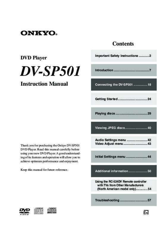 Guide utilisation ONKYO DV-SP501  de la marque ONKYO