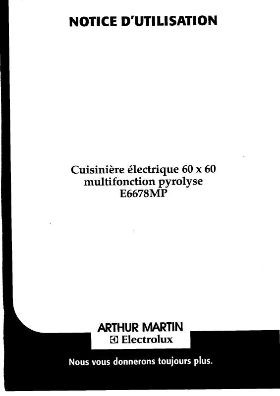 Guide utilisation  ARTHUR MARTIN E6678MPW1ELEC.M.PY  de la marque ARTHUR MARTIN