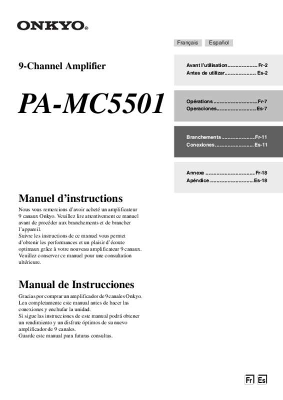 Guide utilisation  ONKYO PA-MC 5501 & PA-MC5501  de la marque ONKYO
