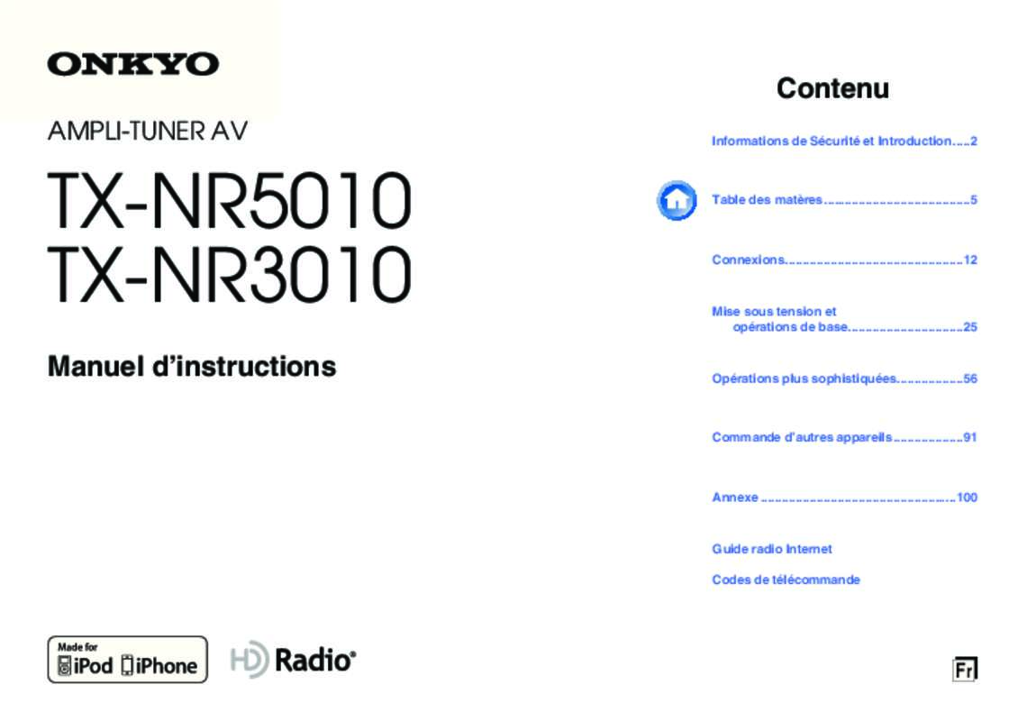 Guide utilisation  ONKYO TX-NR3010  de la marque ONKYO
